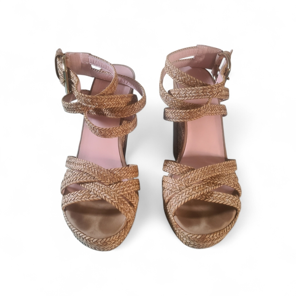 Stuart Weitzman Reins Espadrille Wedge Platform Ankle Strap Sandals 5 M